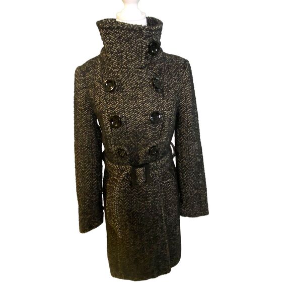 Zara Rare Women Winter Jacket Coat Double Breast Vintage y2k Black Beige Small - Picture 6 of 16